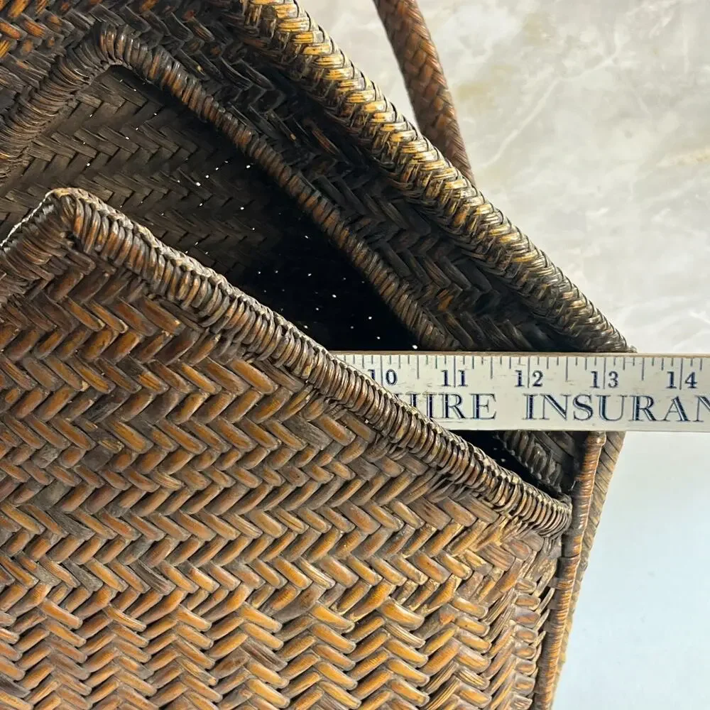 Vintage Ifugao Natural Carved Woven Wicker Basket Backpack From the Philippines